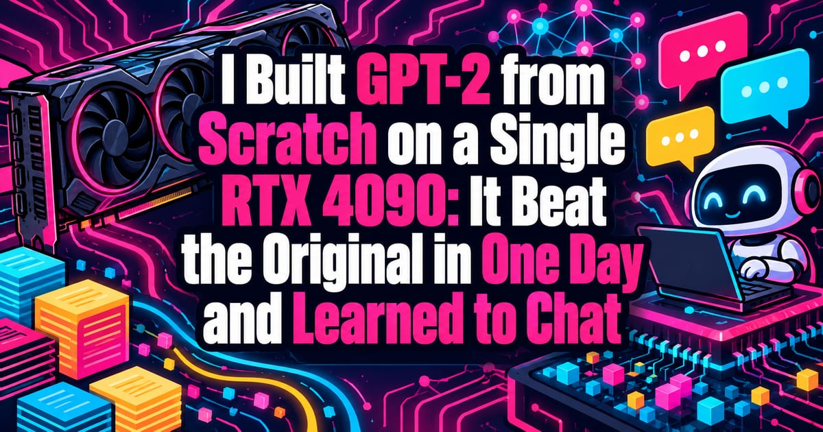 Ho creato GPT-2 da zero con una sola RTX 4090. In un giorno ha superato l'originale e l'ho reso anche capace di chattare