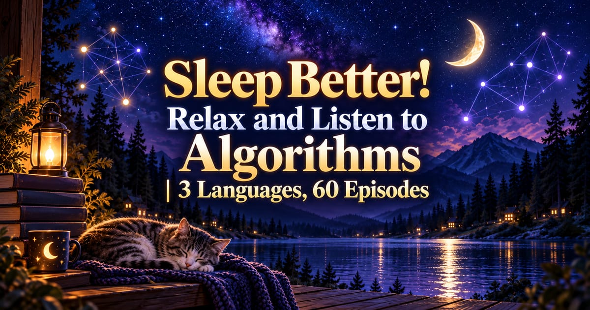 Ti aiuta a dormire meglio! Algoritmi da ascoltare in relax | 3 lingue, 60 episodi